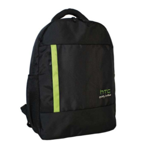 Black Backpack with Laptop Sleeve and USB Port - Green Accent