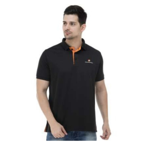 Black Onyx with Orange Burst Placket T-Shirt- Verbose Range Polo