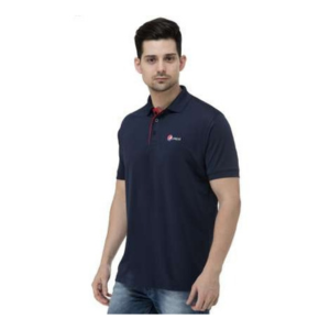 Midnight Navy with Fiery Red Placket T-Shirt- luxury Polo