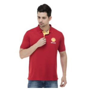 Crimson Fire with Sunshine Yellow Placket T-Shirt- luxury Polo